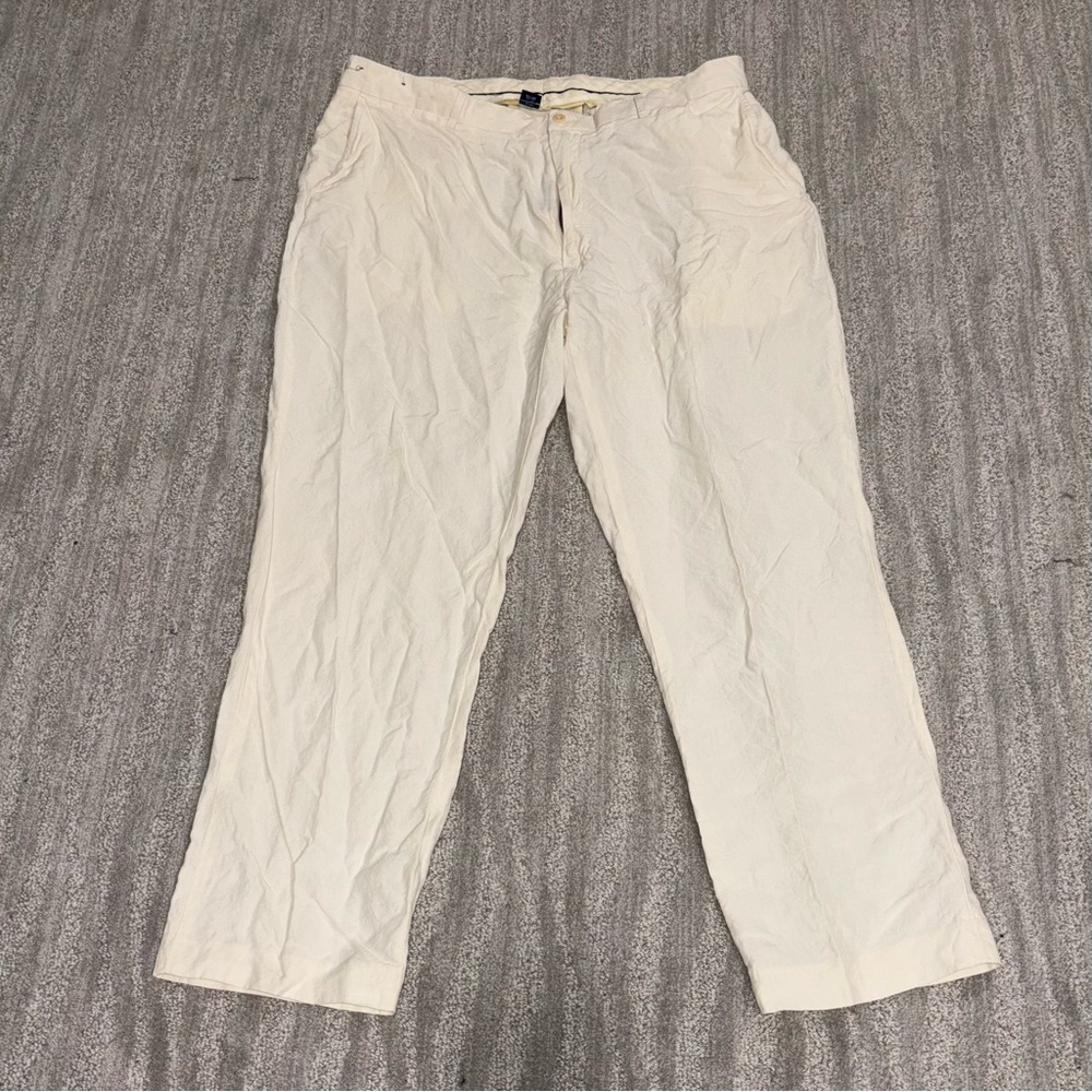 Polo Ralph Lauren Linen Silk Ivory Trousers Chino Pockets Summer Men’s 40/32